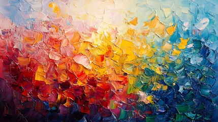 Poster - Oil painting abstract texture background with vibrant colors and dynamic strokes