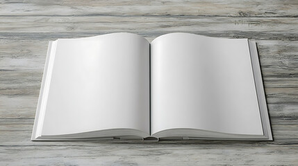 Poster - Open book on wooden background, blank brochure mockup, open book on wooden table, open book on wood background