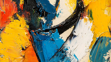 Poster - Paint, ink, and abstract, a close up of the artwork, background of a colorful abstract painting, oil paint with a lot of texture, excellent detailing