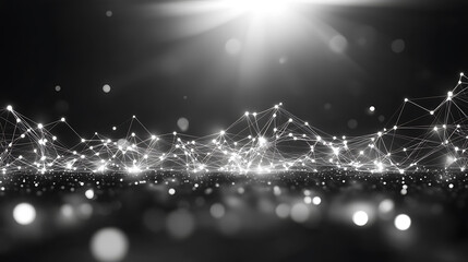 Aufkleber - Polygonal white and gray tech network on a background of dots and lines with connect technology, 3d render