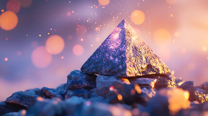 Aufkleber - Pyramid of stones on abstract light blurred background