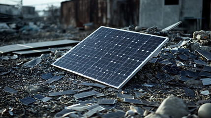 Wall Mural - recycling old solar panels, showcasing the dismantling of photovoltaic materials for sustainable dis
