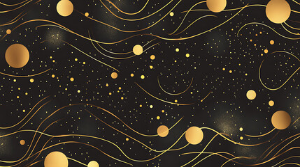 Leinwandbilder - Seamless pattern with gold lines, dots and circles