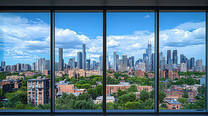 Aufkleber - Skyline seen through a glass window