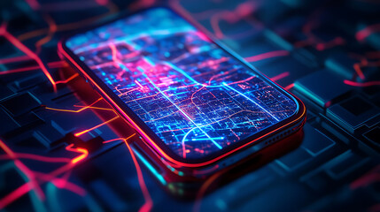 Fototapete - Smartphone with gps navigator