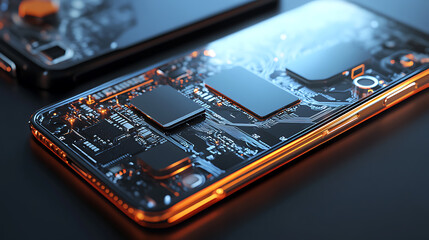 Fototapete - Smartphone with visible hardware, technolog concept