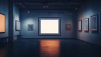 Aufkleber - Spotlight on blank gallery display with dark ambient lighting, exhibition concept