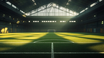 Leinwandbilder - Textured soccer game fieldcenter, midfield