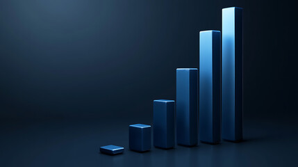 Poster - The dark blue 3d growth chart is a business, financial, analytics concept, it's a connected digital graph