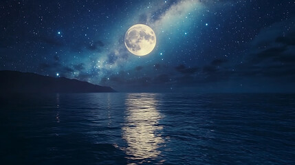 Poster - The canvas depicts a full moon over waves of red, s depicts a full moon over waves of red, 3d rendering
