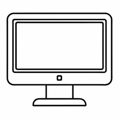 Aufkleber - Monitor Outline Vector – Line Art Drawing for Coloring Book Page on White Background