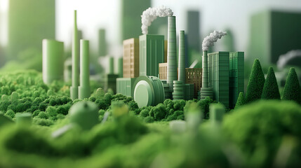 Aufkleber - The idea of green industry or industry 4, 0, illustrated with a graphic of a sustainable power plant