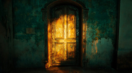Aufkleber - The light shining behind a closed door