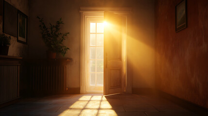 Poster - The light shining from an opened door