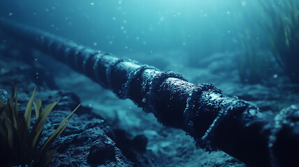 Poster - Thick internet cable runs underwater