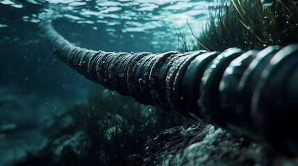 Poster - Thick internet cable runs underwater