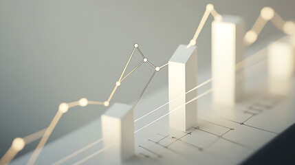 Aufkleber - This is an abstract 3d growth chart with connected lines and shapes, business, financial, analytics concept