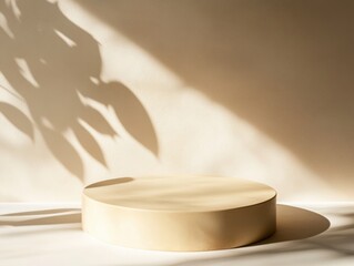 Aufkleber - Serene Minimalist Product Display Soft Amber Podium with Natural Shadow Play - Contemporary Design for Premium Brand Storytelling and Creative Marketing