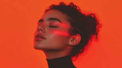 Aufkleber - Chromatic Emotion Gen Z Minimalist Portrait Exploring Inner Resilience through Bold Monochromatic Design and Atmospheric Color Psychology