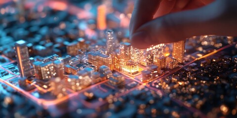 Aufkleber - Futuristic Urban Micro-Design Precision Engineering Meets Smart City Innovation, Transforming Architectural Modeling with Next-Gen Digital Visualization Technologies