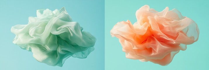 Aufkleber - Ethereal Color Theory Soft Pastel Fabric Cloud Sculptures Exploring Minimalist Design and Contemporary Visual Texture Trends in Creative