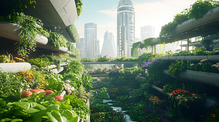 Poster - Urban gardening concept meets sustainable city, greenery and community intersperse in harmony in the urban environment