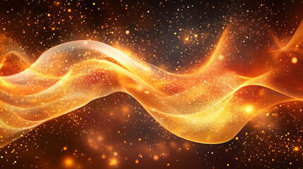 Poster - Vibrant abstract waves with particles on a cosmic backdrop, embodying the concept of flow and creativity