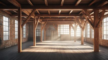 Aufkleber - Wooden loft interior room