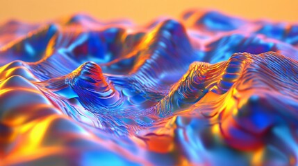 Wall Mural - Colorful rendered abstract landscape with smooth and flowing surfaces