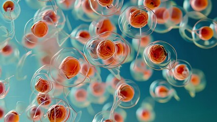 Aufkleber - Explore vibrant microscopic life with 4k visuals showcasing colorful cells in motion, illuminating the intricate details of biological processes and their interactions in nature