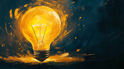 Aufkleber - Creative painting concept, with lightbulb made out of strokes of oil paint, illustration