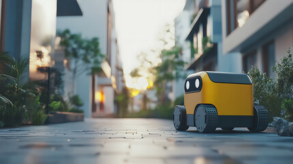 Aufkleber - Delivery robot service, smart bot and logistics, mockup