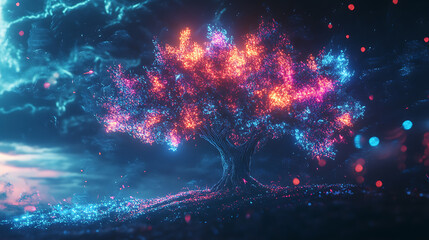 Leinwandbilder - Digital tree, illustration