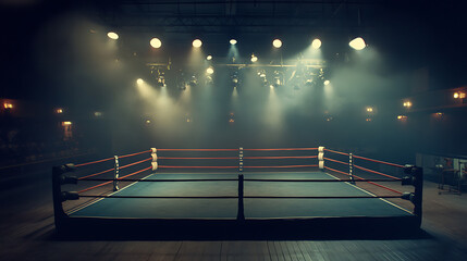 Poster - Empty boxing ring on fight night