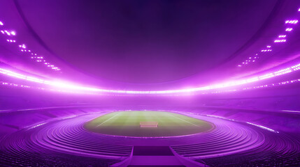 Fototapete - Abstract purple neon stadium background, product and sports technology background