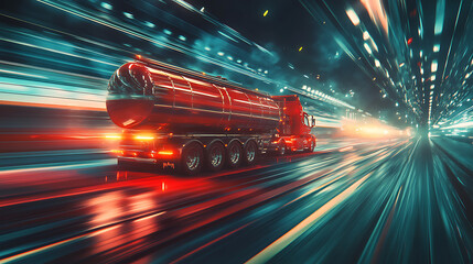 Fototapete - Abstract tanker truck concept driving at high speed, illustration