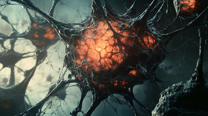 Aufkleber - Ai brain like structure with neurons and synapses firing and connecting in intricate patterns