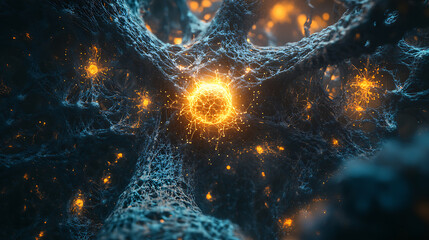 Aufkleber - Ai brain like structure with neurons and synapses firing and connecting in intricate patterns