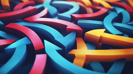 Poster - An abstract representation of decision-making with multiple diverging arrows and pathways symbolizing choices and potential outcomes
