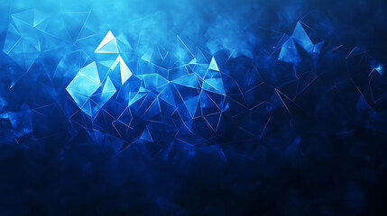 Aufkleber - An abstract wave shape on a low-polygonal triangular background for cyberspace, big data, metaverse, network security, data transfer on a dark blue abstract cyberspace background