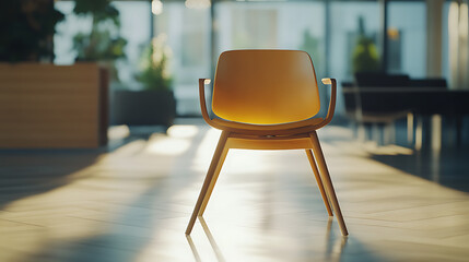 Poster - An empty office chair in a modern open plan office, job opportunity and recruitment