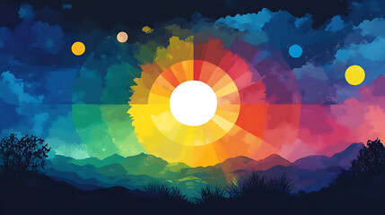Poster - An illustration set of color theory with complementary and secondary tones