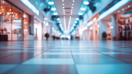 Aufkleber - An image of an empty shopping mall in blurred background