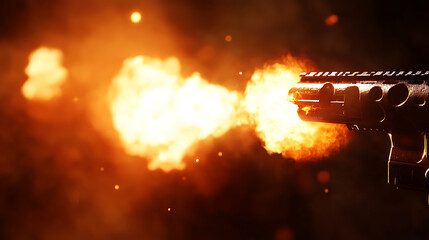 Aufkleber - Animated 3d blast motion flashes after weapon shot with realistic muzzle flash and shotgun fire effects, modern illustration