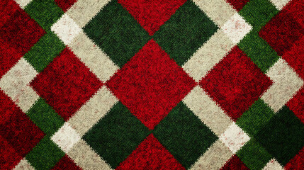 Leinwandbilder - Argyle pattern with a red, green and white color