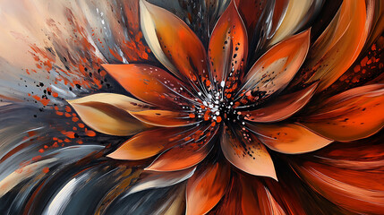 Aufkleber - Art prints with abstract flowers and grains, freehand drawing on canvas with oil paint, modern art, wall paper, posters, cards, murals, carpets, and hangings are all available as prints