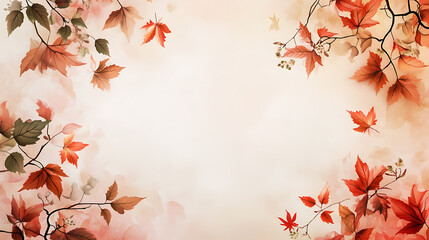 Poster - Autumn background with colored maple leaves framed, isolated on a white background