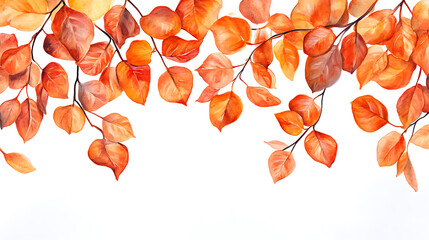 Poster - Autumn background with colored maple leaves framed, isolated on a white background