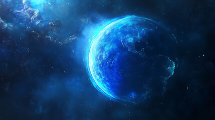Poster - Background with a blue globe and digital technology