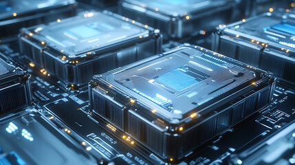 Poster - Battery energy storage system consisting of several lithium battery modules placed side by side